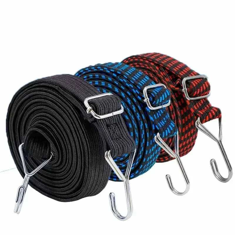 Hooked Bungee Cord 1M Adjustable Heavy Duty Luggage Tie Down Straps Flat Rubber Elastic Motorcycle Stretch Cord Good Toughness Cargo Straps Luggage Strap Cargo Tie Down Strap Tie Down Straps Lashing Strap Bungee Straps