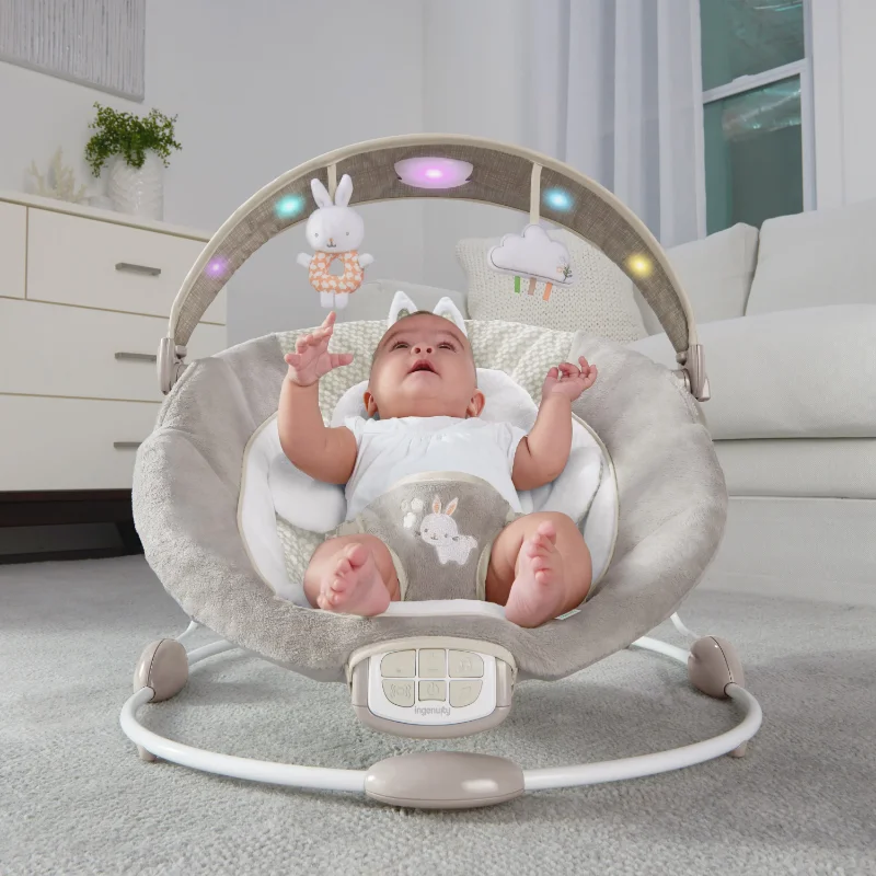 

Bouncer Seat with Light Up Toy Bar & Tummy Time Pillow Bed Bases & Frames Plush Fabrics To Snuggle
