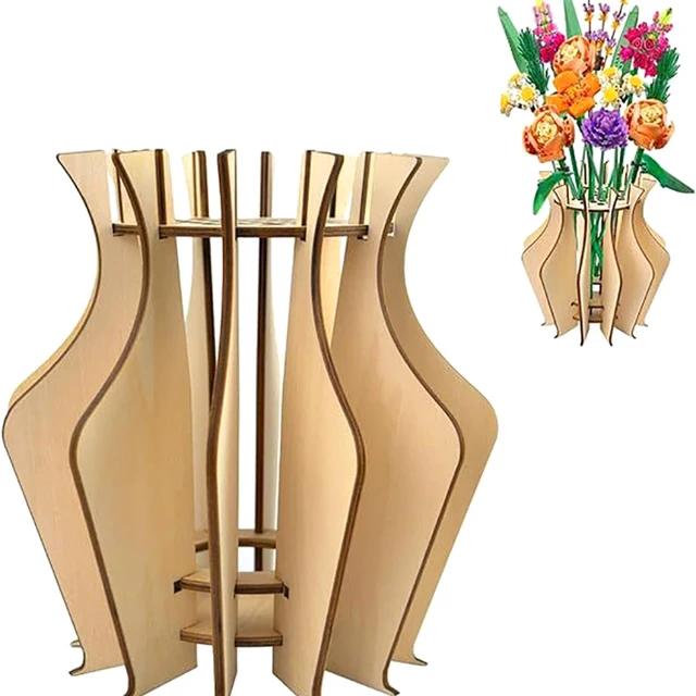 3D Wooden Puzzle Flower Vase Flower Vase Building Set Seamless Fit DIY Wood Craft Hobbies Kit For Coffee Shop Bedroom Decoration