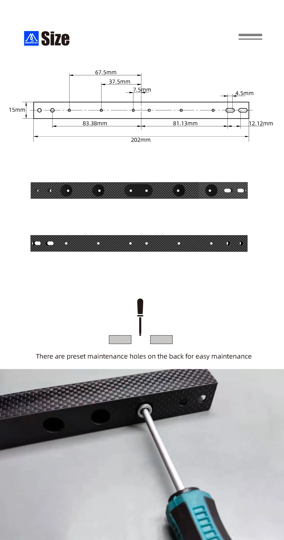 Voron0-CF-Tube Perfuração, 1PC