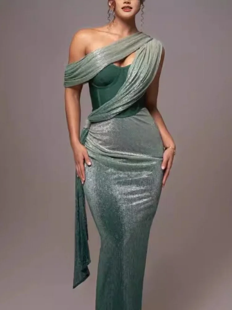 Wmstar Dress Women Wholesale The New Solid Color Slit Halter Dresses Fashionable Woman with Heart Shaped Collar Sexy Form Trendy