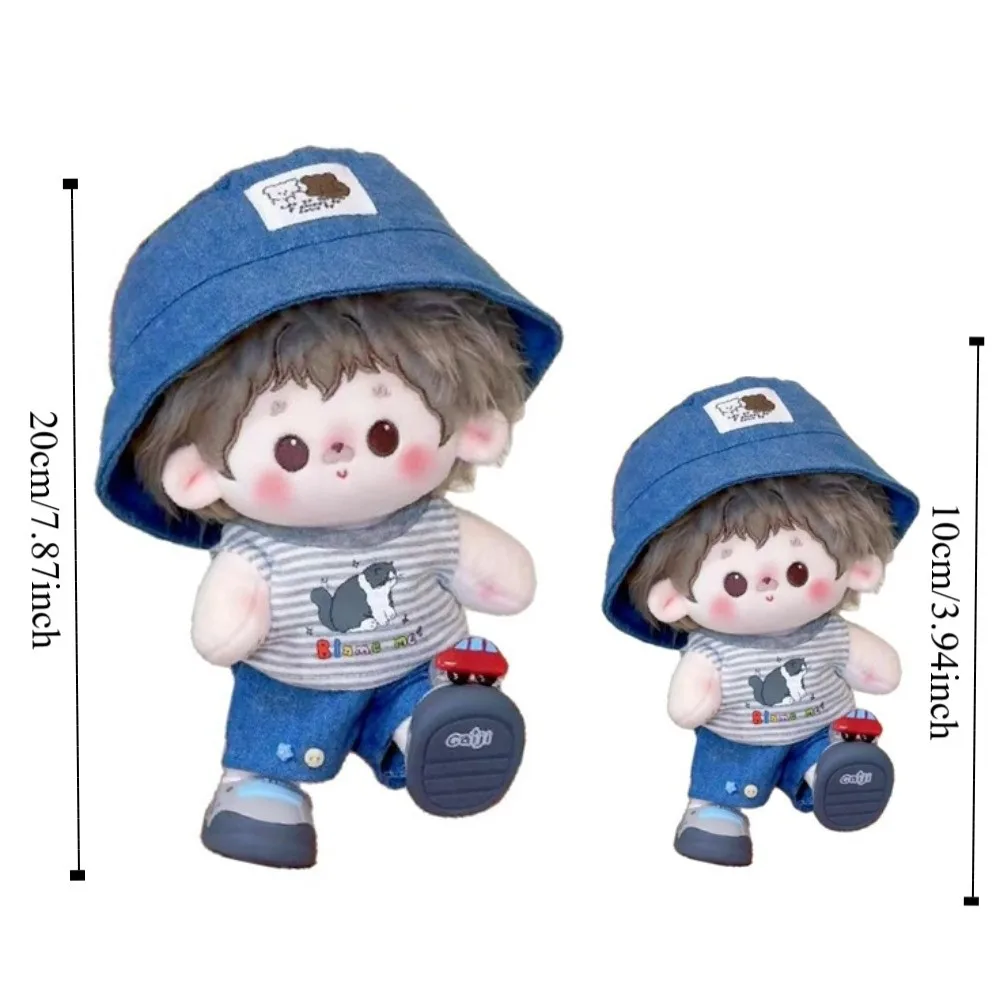 1 set Striped T-shirt 10/20cm Cotton Doll Clothes Summer Set Cartoon Pattern 20cm Cotton Doll's Clothes Outfit Fashion