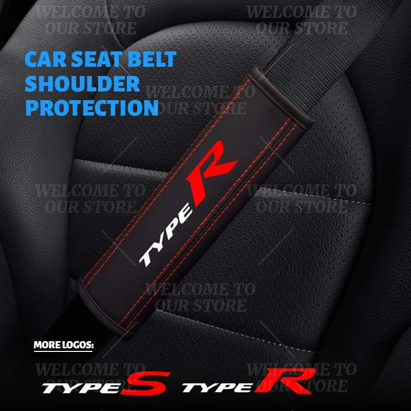 Car Interior Type R Type S Emblem Seat Belt Cover 2pcs Safety Belt Shoulder Protector Mats For Honda Civic Accord Fit GK5 Vezel seat belt covers