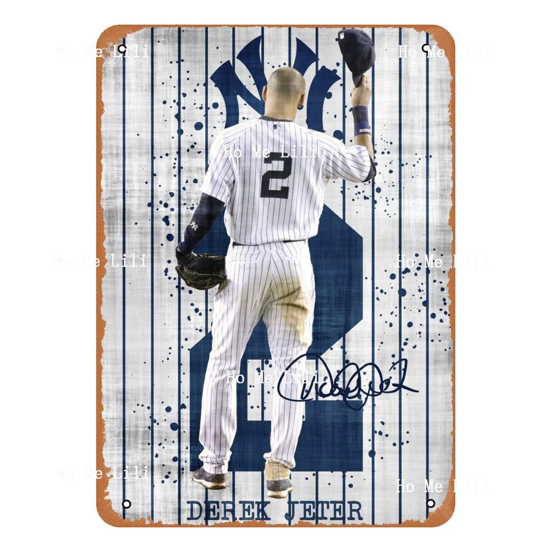 

Vintage Look Metal Sign Yankees Derek Jeter Tin Plate Wall Decor