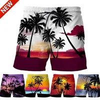 Coconut Tree Hawaiian Beach Shorts 3D Printing Summer Men's Casual Swimming Shorts High Elastic Quick Dry Swim Trunks 1