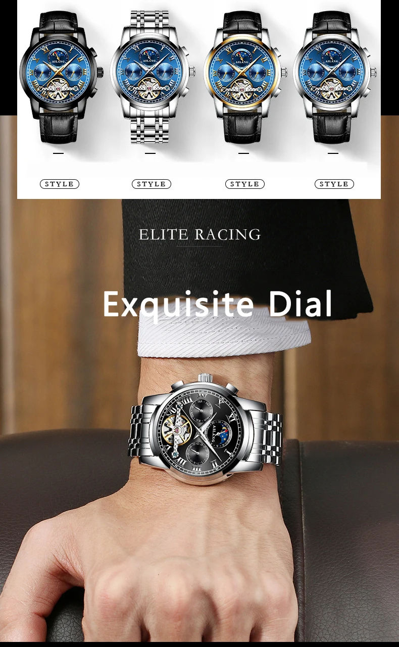 AILANG original marke männer automatische uhr top luxus stahl uhr business mann mode mit standard uhr mechanische männliche 2019 – Detail 13