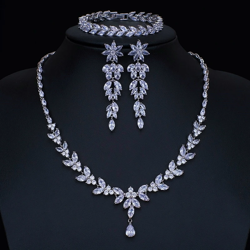 Ekopdee Luxury Brilliant Cubic Zirconia Necklace Set Earrings Rings Women CZ Light Drop Bridal Wedding Jewelry Sets 2022 New - Image 2