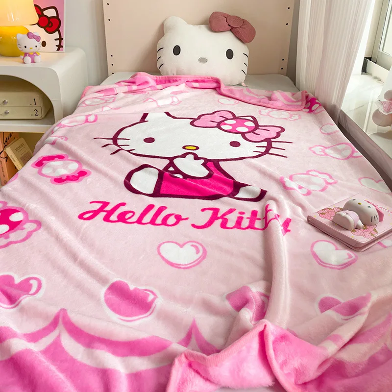KawaiiHelloKittyThrowBlanketsonBedSofaAirConditionSleeping