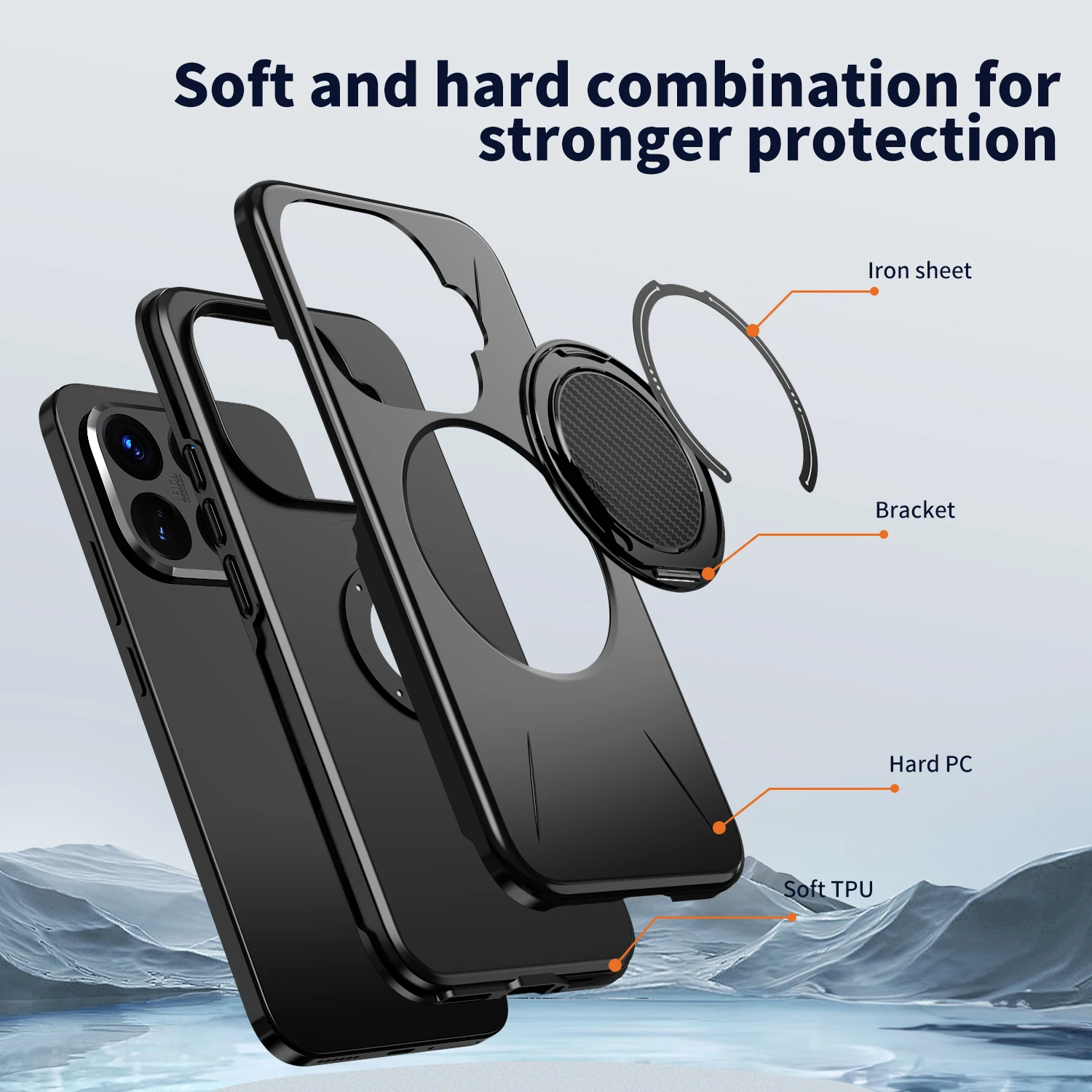 Armor Shockproof Phone Case with 360° Rotating Magnetic Metal Ring Bracket