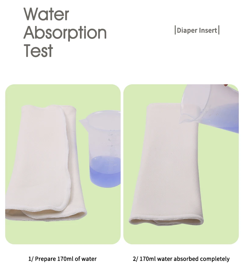 Naughtbaby Trifold Diaper Insert Bamboo Cotton Baby Ecological Diaper Cloth Pocket Nappy OS Fast Absorbency Washable 36x36cm