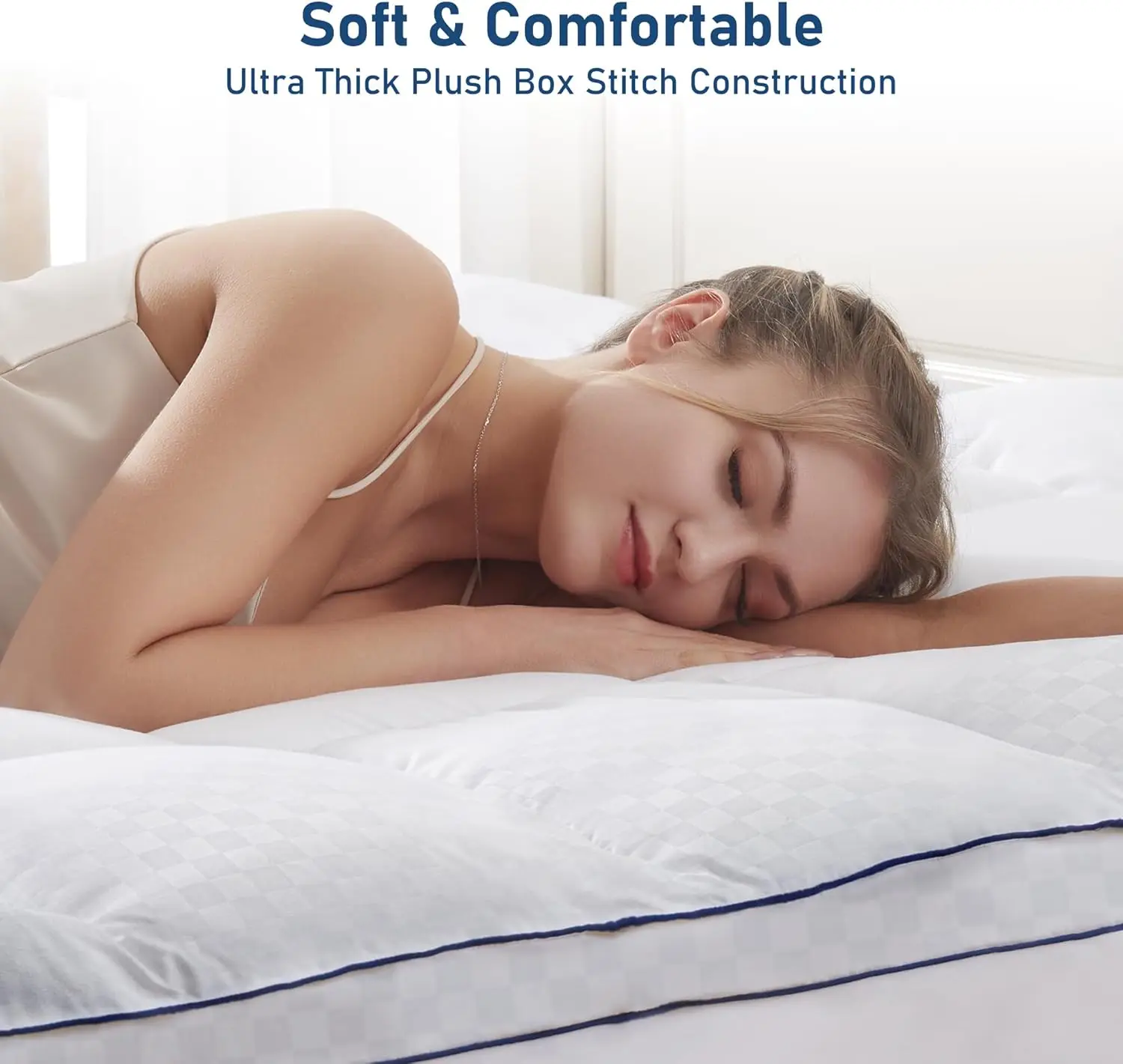 Queen Mattress Topper Extra Thick Pillowtop Mattress Pad Cover Cooling and Plush with 8-21 Inch Deep Pocket 3D Snow Down