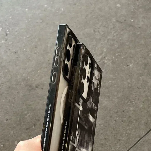 Fashion This Acrylic Black Border Protective Case for Samsung Galaxy S22U S23U S24 Ultra Shell with MagSafe