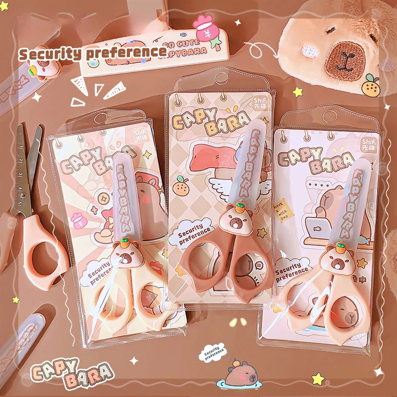 Stationery Scissors Pretty School Useful Back To School Stationery Supplies Children's Scissors Set-Cute Capybara Craft DIY Mini Scissors