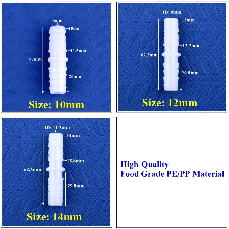5~200pcs 4~14mm Food Grade Plastic Equal Dia Direct Connectors Aquarium Fish Tank Air Pump Hose Pagoda Joint Water Pipe Fittings — view 5