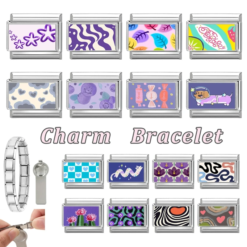 DIY Italian Purple Y2K Charm Bracelet