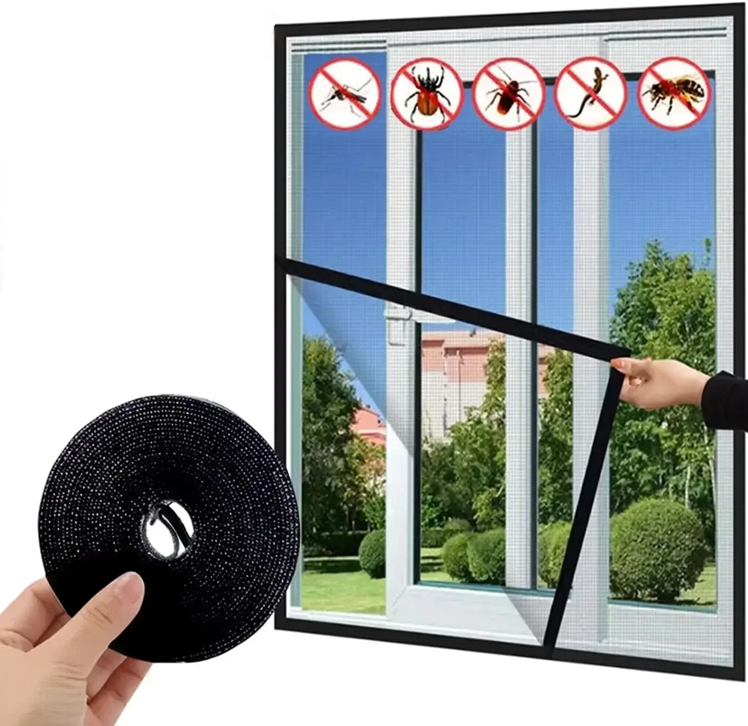  Selbstklebendes Anti-Mücken-Fenstergitternetz, anpassbare Größe, Anti-Moskitonetz, sommerliches insektensicheres Moskitonetz für Fenster – Detail 2