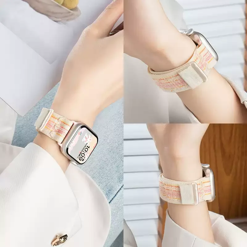 Nylon Loop For Apple Watch Strap 45mm 44mm 46mm 40mm 41mm 38mm 42mm Correa Bracelet iWatch Series 6 Se 7 8 9 10 11 ultra2-3 49mm