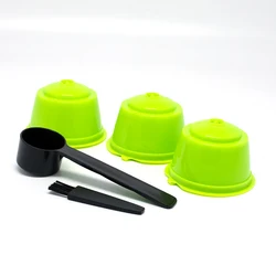 Reusable Coffee Capsule Filter Set with Spoon and Brush - 3-Piece Eco-Friendly Coffee Kit (Green)