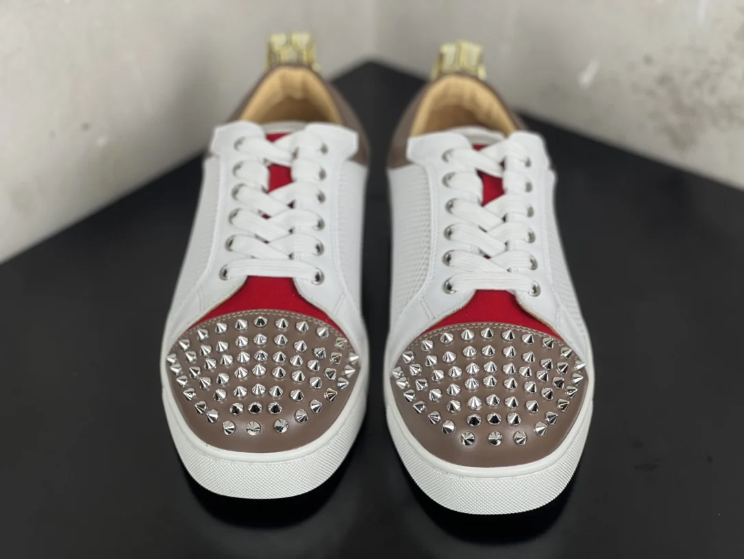 Fashion white black women's men's loafers comfortable flat high heels men's lace-up rivet casual shoes 3