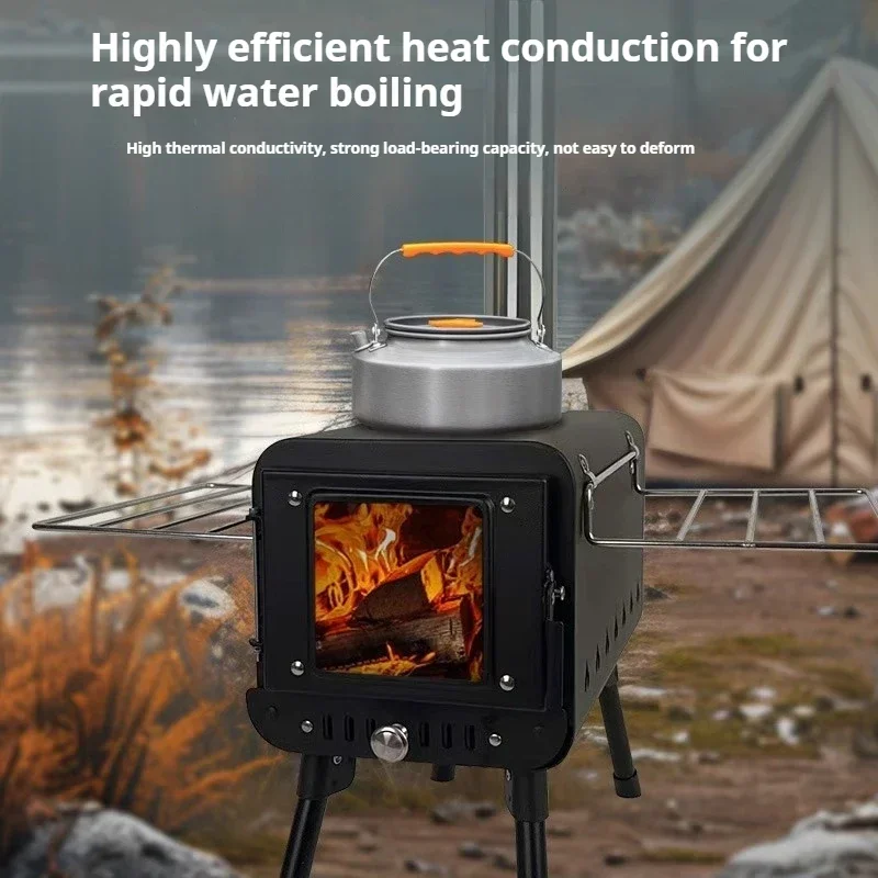 Outdoor Camping Cooking Stove Portable Hornillo Wood-burning Stove Camping Tent Fogao Cooker tool 5
