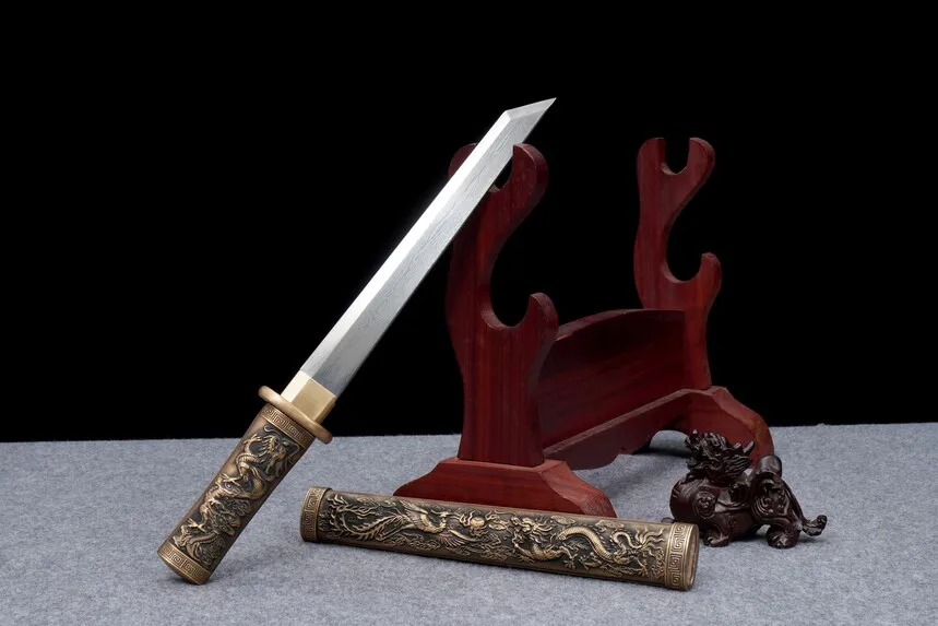 Longquan City Sword Tang Knife Tang Horizontal Knife Short Knife Forging Small Tang Knife Collectibles Crafts Cold Weapons