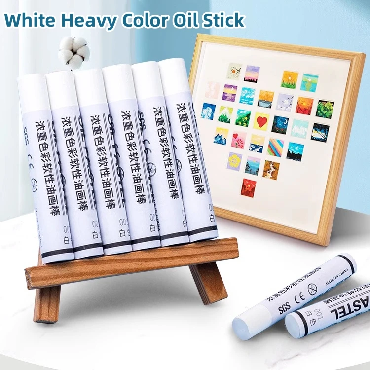 Oil Pastels 6/12 Pcs Artist Professional Painting Oil Pastel Stick Set White Color Soft Paint Graffiti Crayon Drawing Art Students Supplies