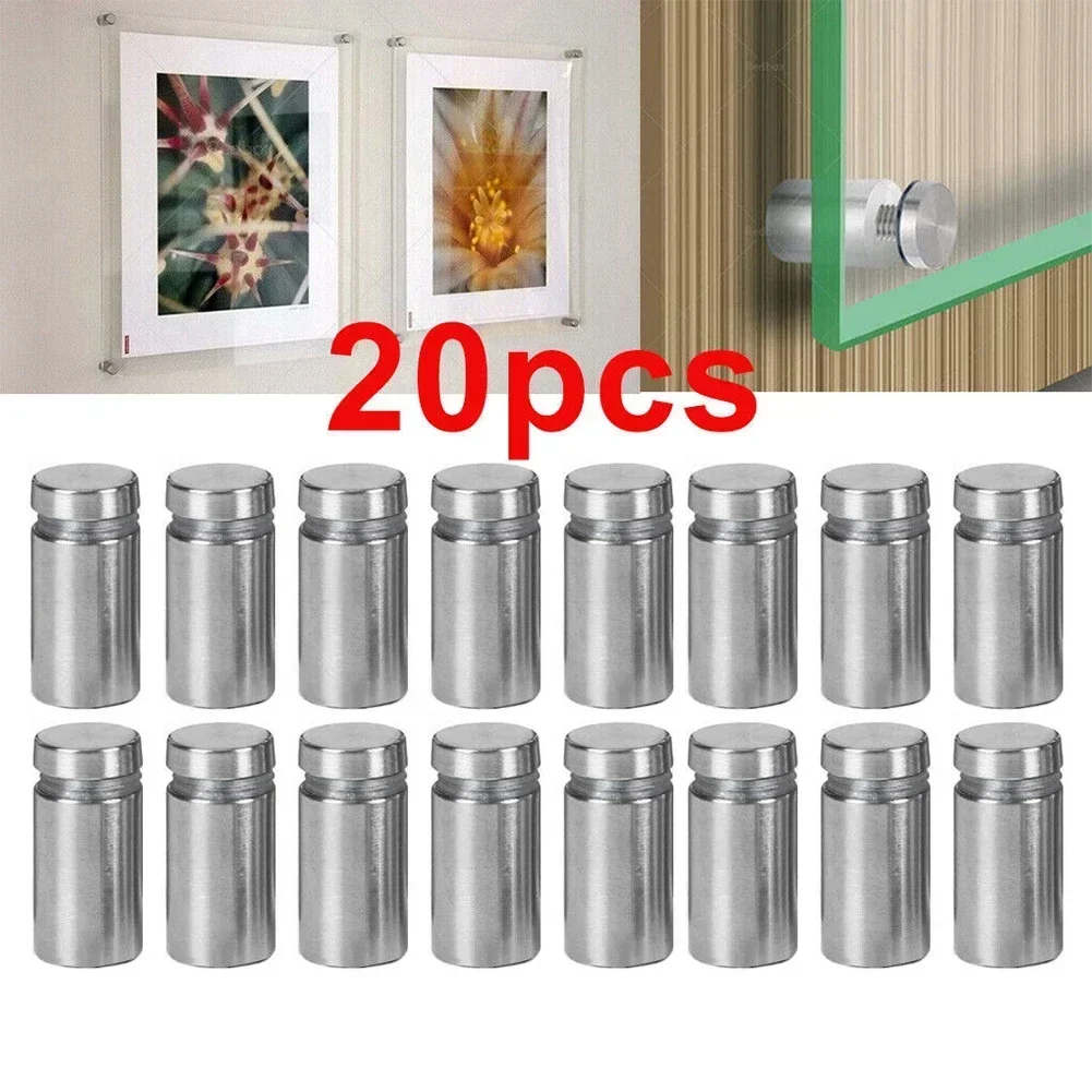 Glass Display Stand 20Pc Mounting Bolt 20mm Stainless Standoffs Sign Advertisement Fixings Advertising Nail Hardware Accessories