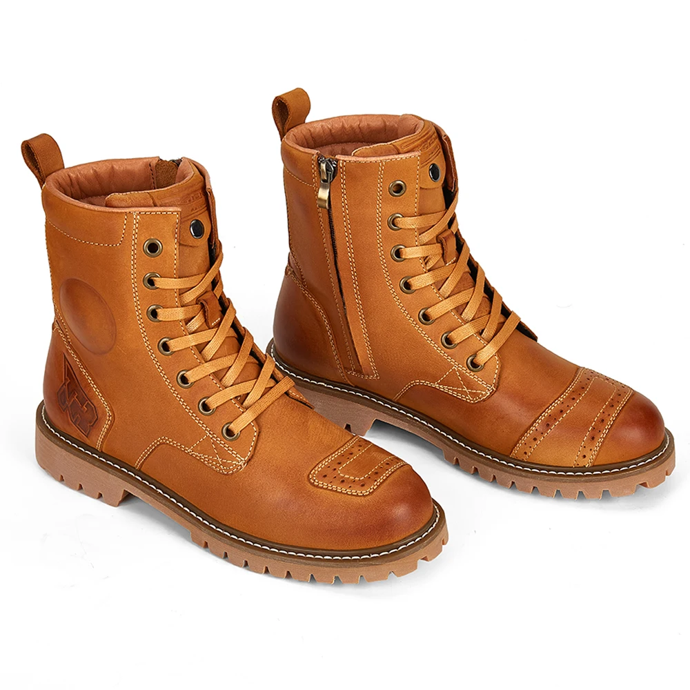 

Мужские мотоциклетные ботинки из воловьей кожи в стиле ретро, мотоциклетные ботинки из натуральной кожи, мотоциклетная обувь, износостойкие байкерские ботинки