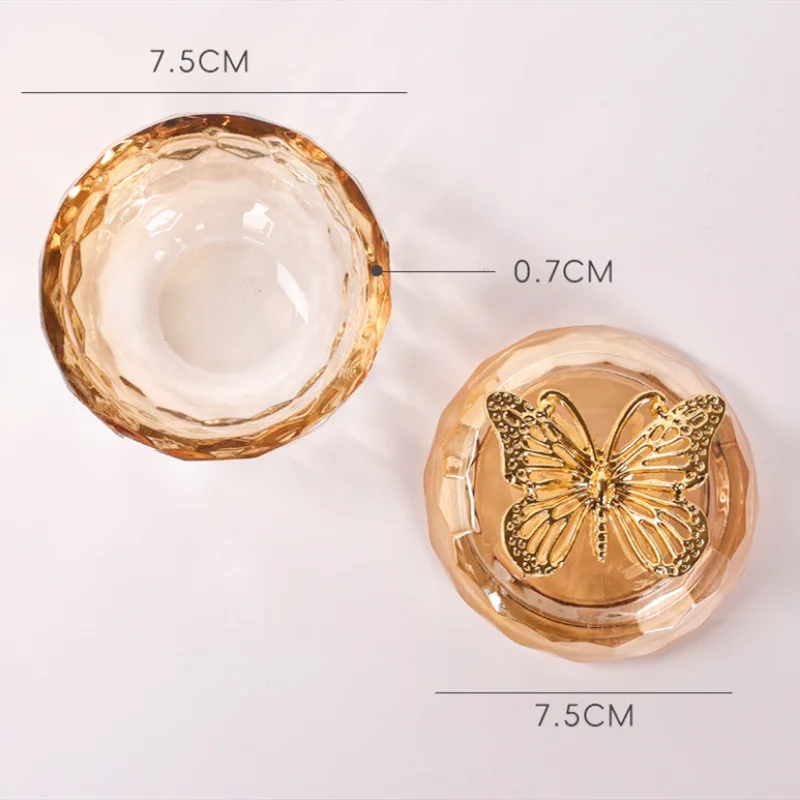 Acrylic Powder Liquid Cup Crystal Glass  Nail Lid Dappen Dish Pen Clean Bowel Butterfly Cover Rhinestone Power Storage Container 3