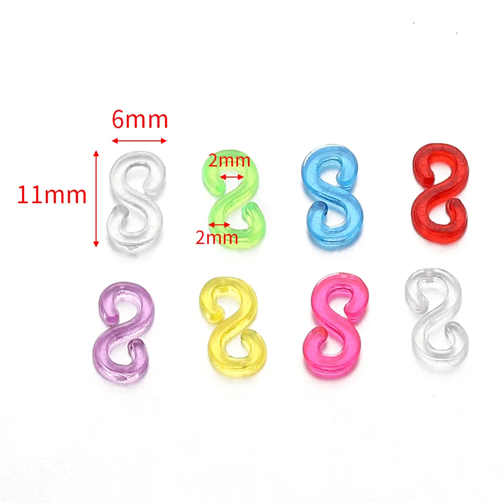 500pcs Acrylic S Clips Loom Rubber Band Clips Plastic Jewelry Connectors  For Necklace Bracelet Making Colorful Clasp Refill - AliExpress