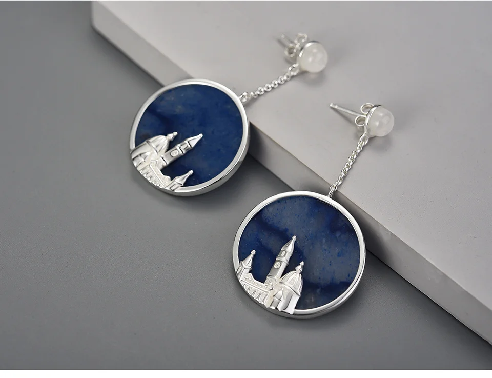 Silver Handmade Vintage Embossed Florence Cathedral Design Earrings