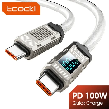 Toocki PD 100W C타입에서 C타입 케이블, 아이폰 15 5A 고속 충전 LED 디스플레이 USB 케이블, 샤오미 12 13 포코 리얼미 맥북용
