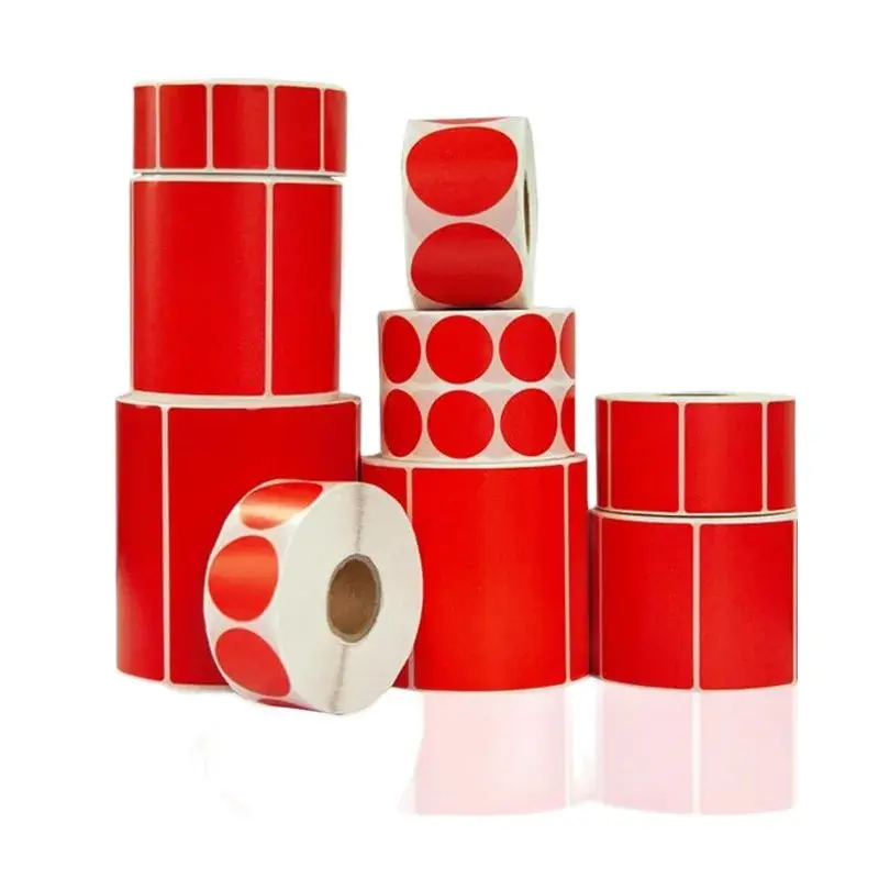 Red Thermal Label barcode Sticker Thermal Paper thermal printer Round Self-Adhesive Labels in roll