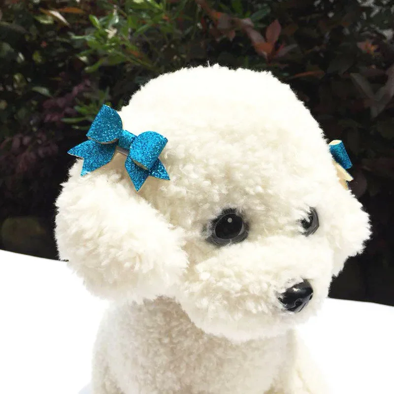 2Pc Cat/Dog Glittery Dog Pet Hair Bows Boy Girl Gog Bowknots Pet Hair Clips Small Pog Accessories Grooming Dog Supplier