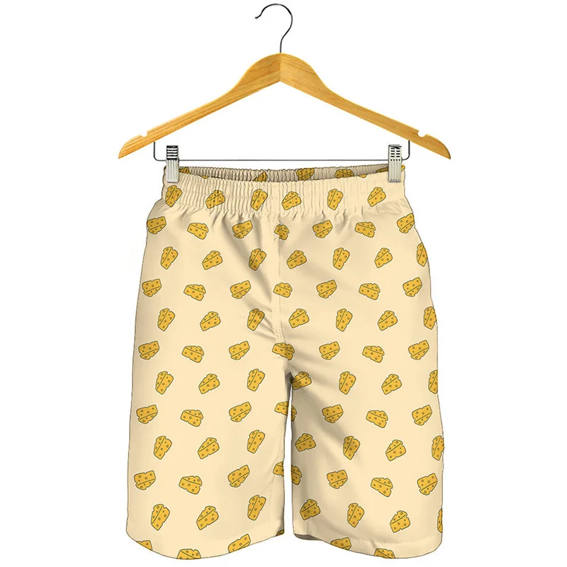Cartoon Yellow Cheese 3D Printed Beach Shorts Men Kids Board Shorts Summer Swimming Trunks Quick Dry Oversized Surf Ice Shorts 5