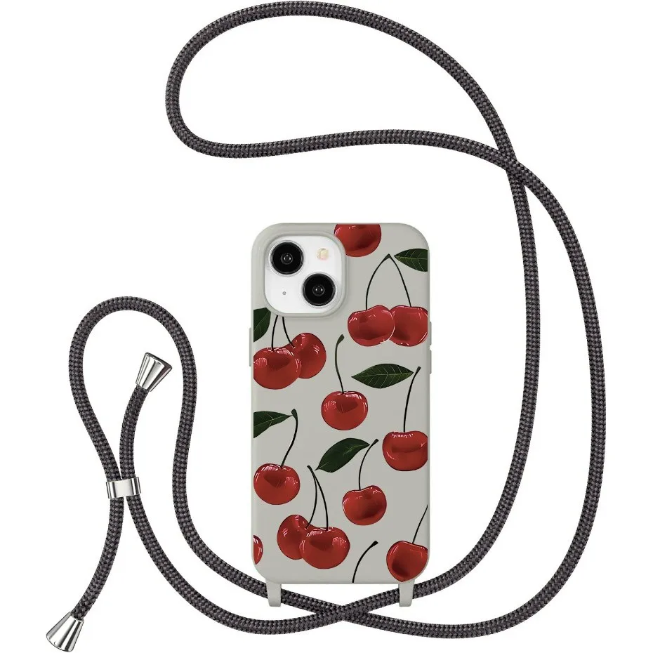 Red Cherry Soft Shockproof Phone Case with Strap