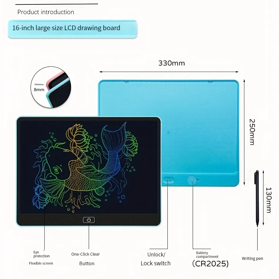16 Inch Girl Toy Boy Children's LCD Writing Board Color Screen Graffiti Board Drawing educational Toy for Children Gift