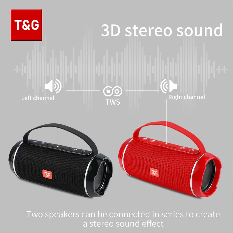 

Bluetooth Speaker TG116c TWS Wireless Powerful Box Portable Outdoor Speakers Subwoofer 3D Stereo Sound HandsFree Call Waterproof