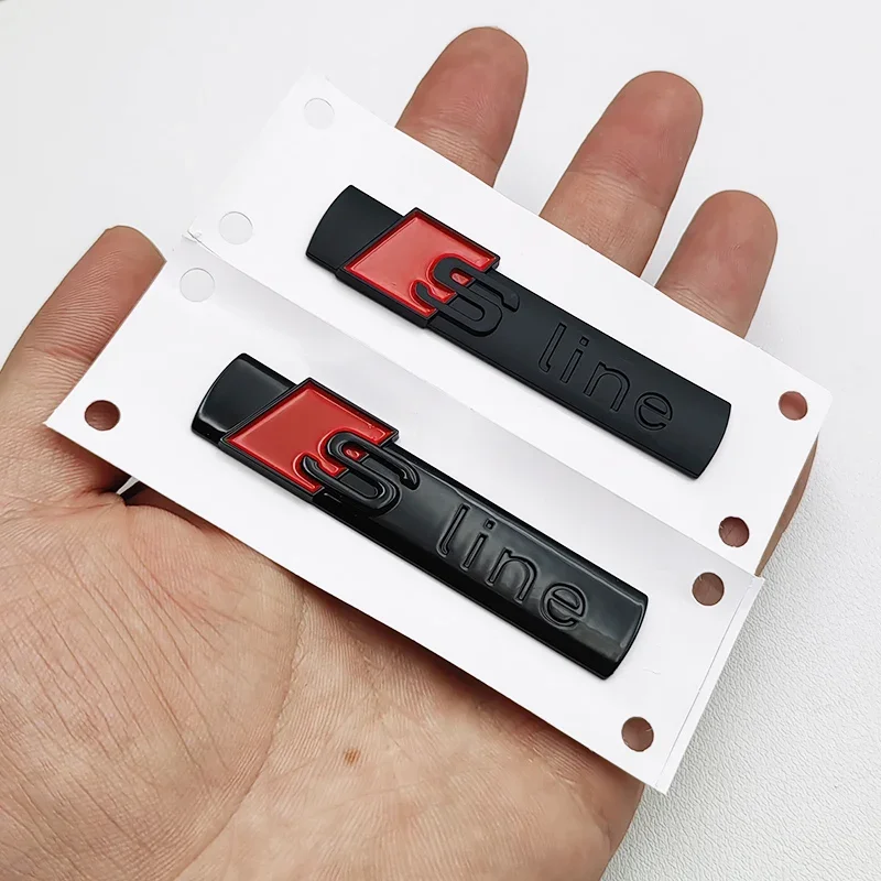 자동차 배지 트렁크 데칼 스티커, 아우디 3D ABS 블랙 S라인, A1 A2 A3 A4 A5 A6 A7 A8 로고 엠블럼, 자동차 펜더 스티커 액세서리