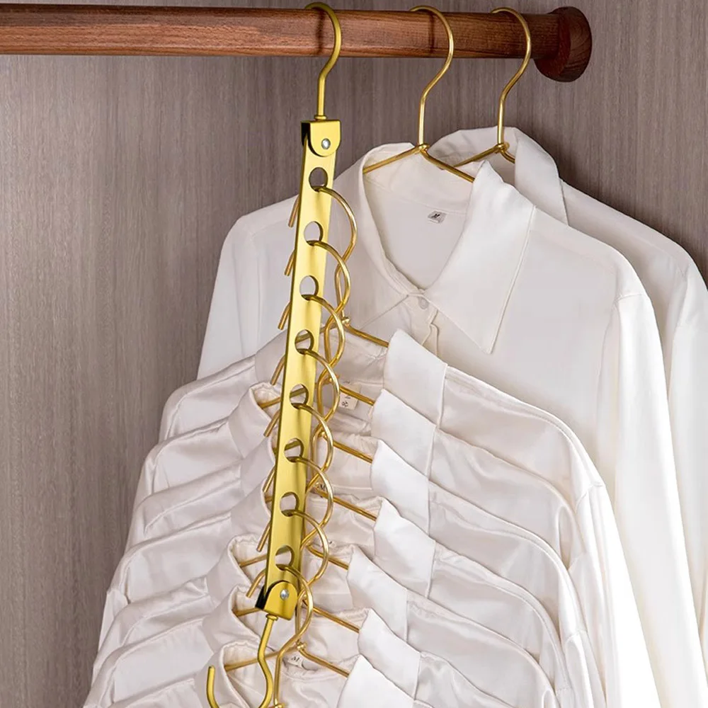 Aluminum Alloy Folding Clothes Hanger Organizer Rack Holes