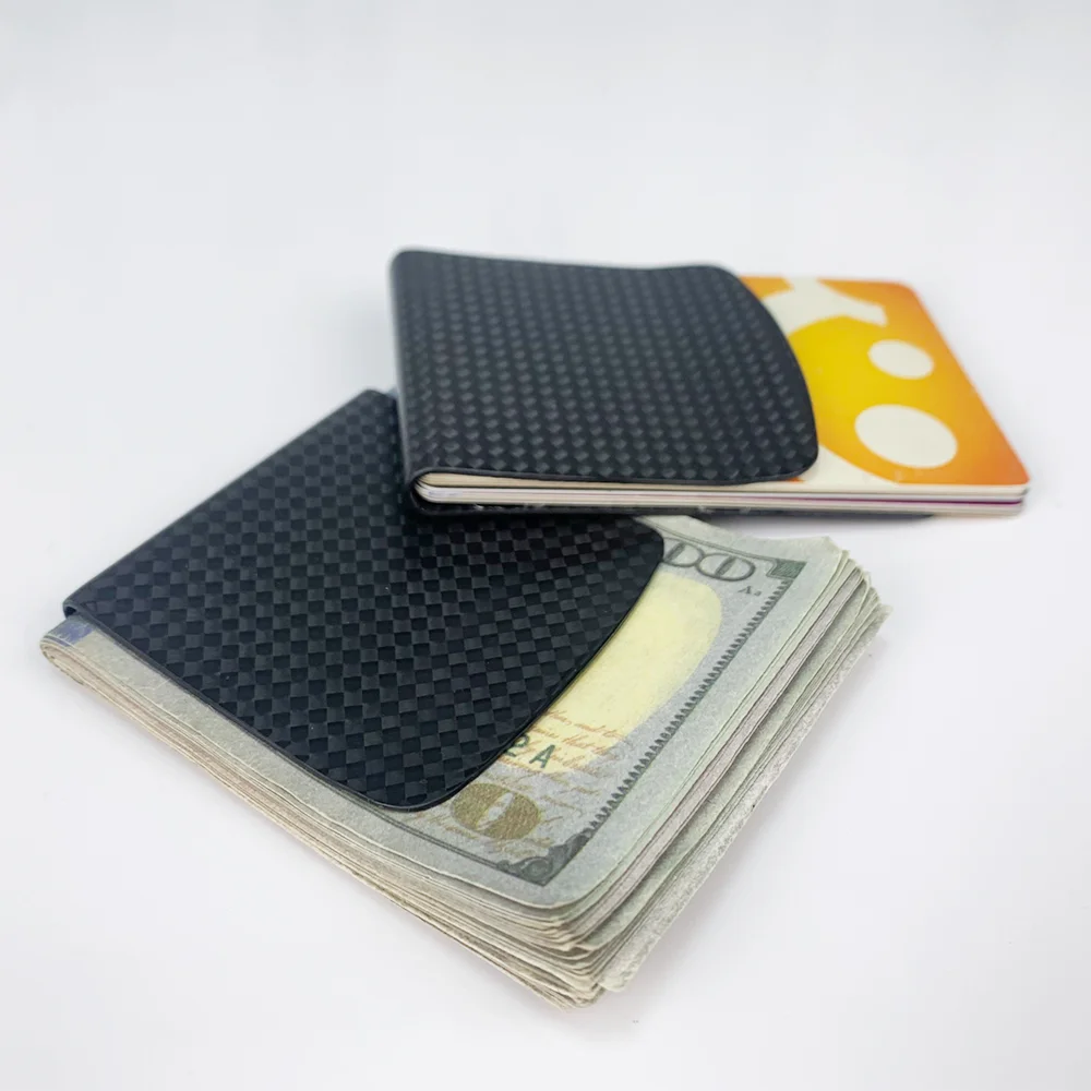 Ultra-thin Matte Real Carbon Fiber Wallet Slim Money Clip 74*55mm Durable Card Holder For Men Women