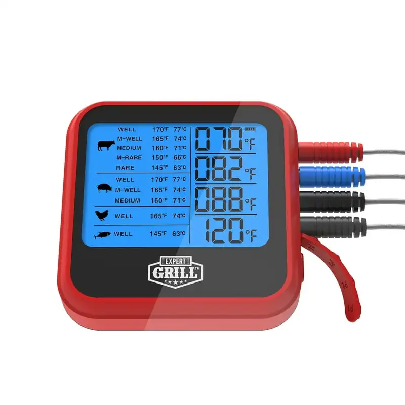 

Display Cooking Thermometer with 4 Temperature Probes Meat termomether Temperature probe Rain gauge Infrated thermomether Termom