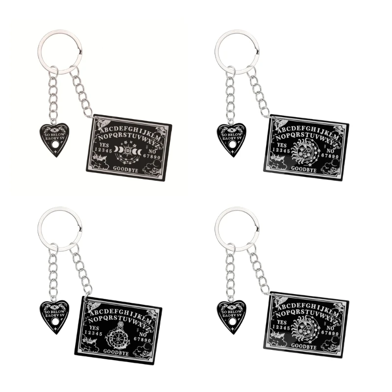 

Necklaces Earring Jewelry Making DIY Tarot Planchette Keychain Game Spirit Board Gothic Tarots Board Divination Keychain G99D