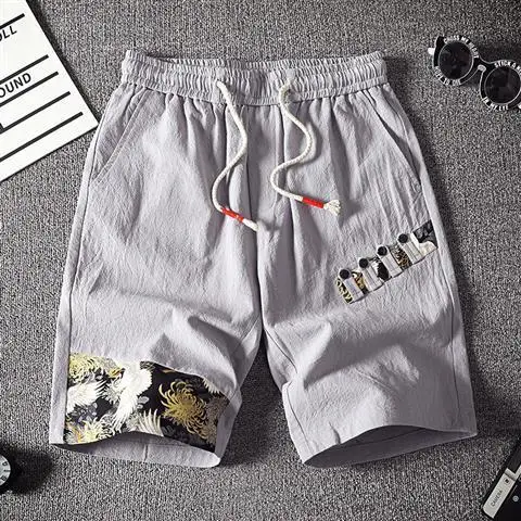 smart casual shorts Summer Shorts Men's Cotton and Linen Casual Pants Loose and Elastic Beach Pants Trendy5Pants White Middle Pants Fifth Pants smart casual shorts mens Casual Shorts