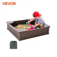 VEVOR Sandbox with Cover in Square Sand Box  Sand Pit with 4 Corner Seating and Bottom Liner Kids Sandbox for Outdoor for Kids 1
