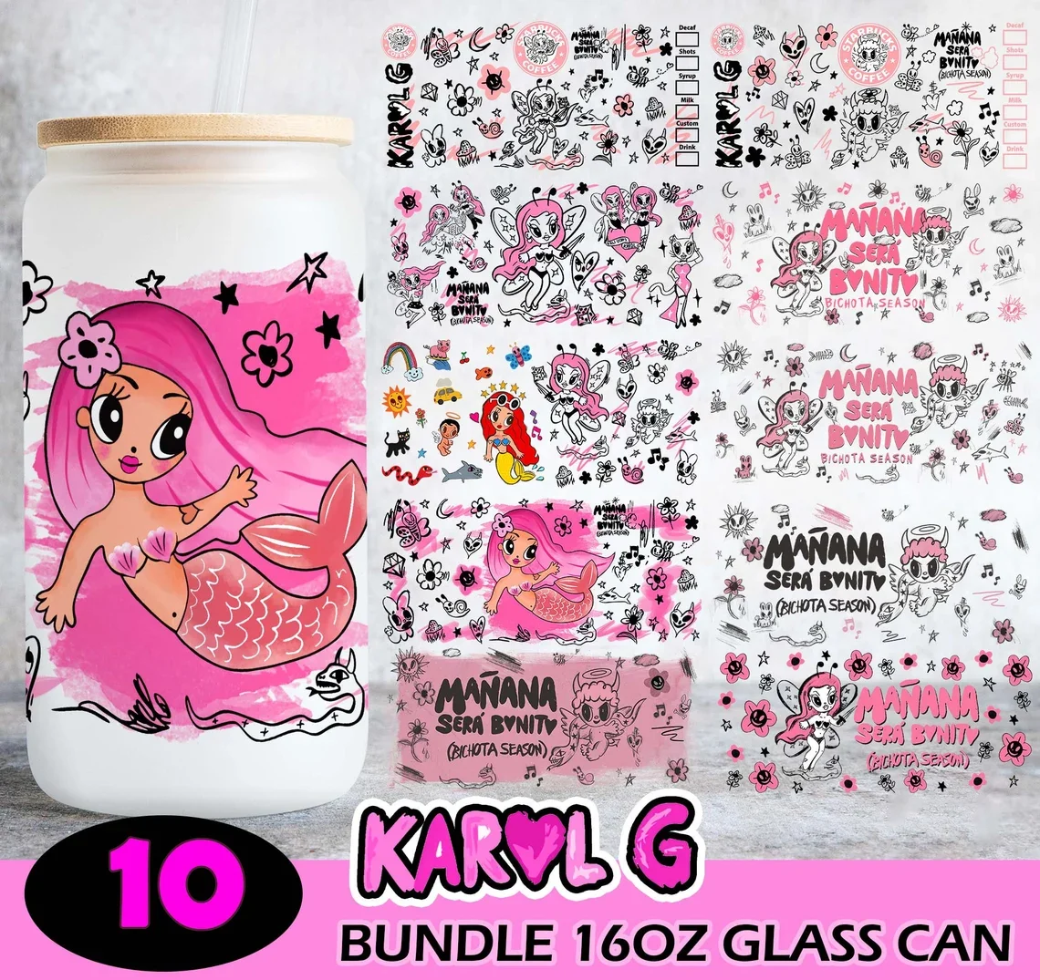 Karol G New Album Cover Libbey Glass Wrap Manana 16 Oz Sublimazione Uv Dtf Cup Glass Wraps