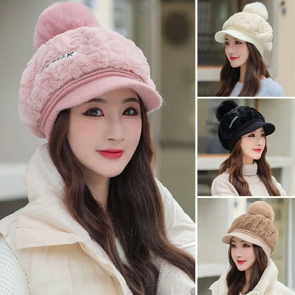 

Fashion Head Warmer Thick Plush Hat Peaked Cap Duck Tongue Cap Visors Cap