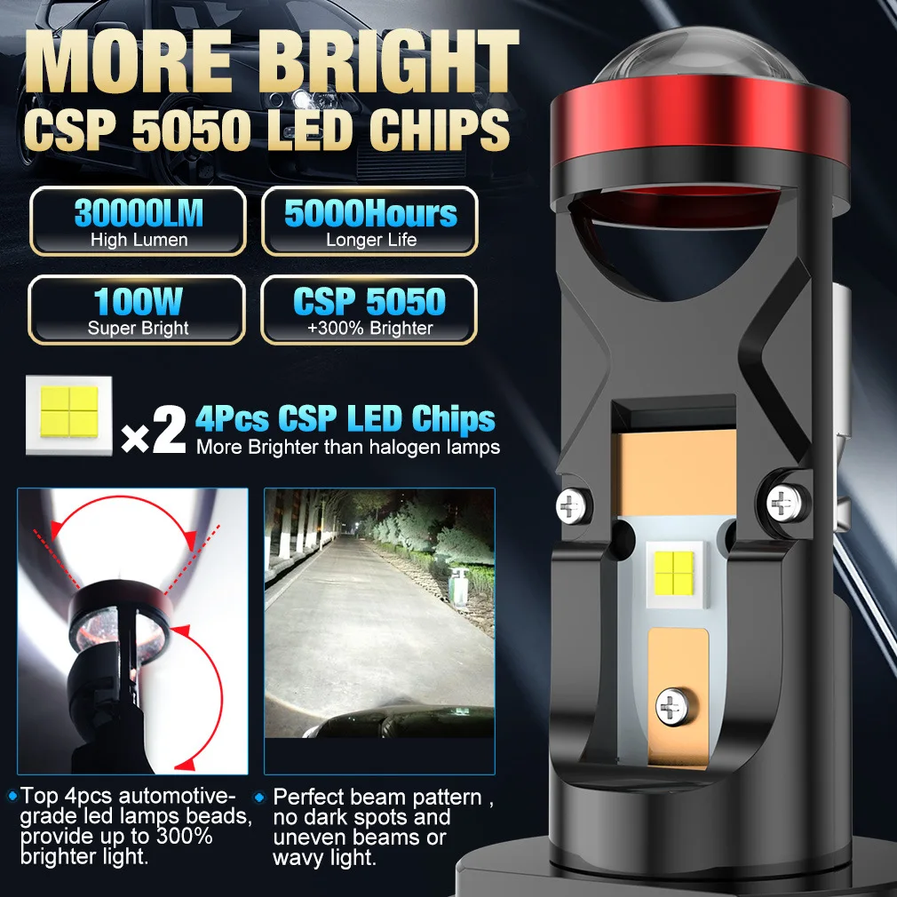 

Motorcycle and Car LED Headlights with Bi LED Laser Projector Lens and Intelligent Decoding Canbus