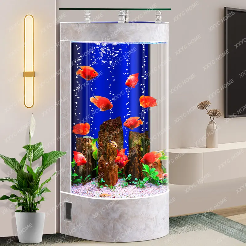 

Fish Tank Living Room Home Small and Medium-Sized Floor Tank Household Aquarium Ecological Semicircle Fish Tank Change Water