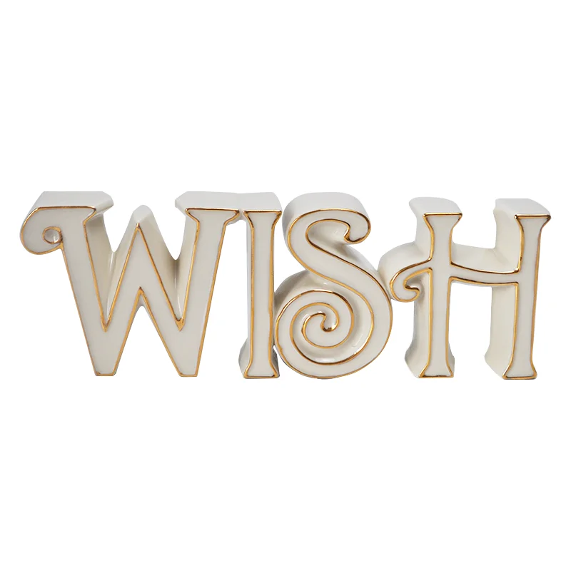 

United States LENOX Ceramic Stereo Letters of "Wish"Gold Painted Ornaments Decorations for Home Birthday Gift